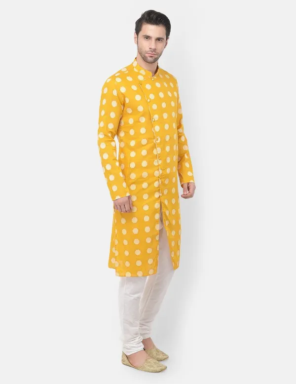 Tabard_Men_Printed_Frontslit_Kurta_(Yellow)