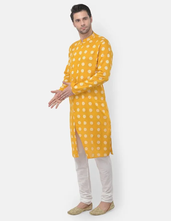 Tabard_Men_Printed_Frontslit_Kurta_(Yellow)