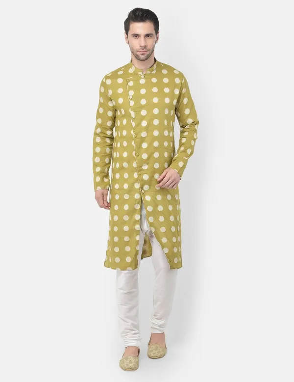Tabard_Men_Printed_Frontslit_Kurta_(Green)