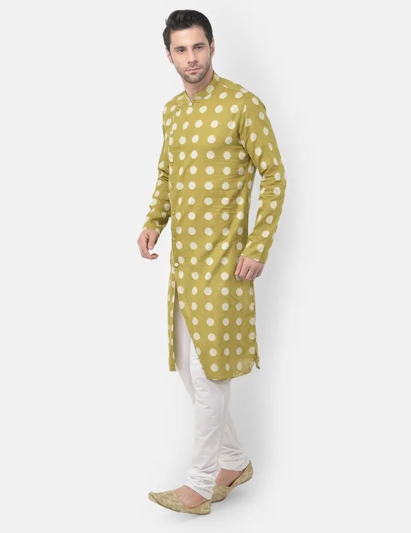 Tabard_Men_Printed_Frontslit_Kurta_(Green)