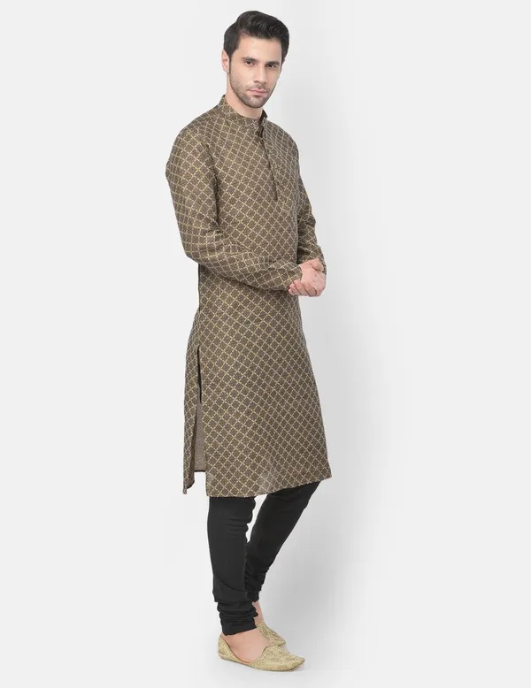 Tabard_Men_Printed_Straight_Kurta_(Black)