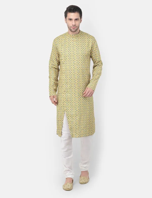 Tabard_Men_Printed_Straight_Kurta_(Yellow)