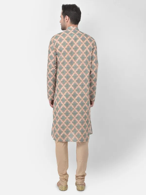 Tabard_Men_Printed_Frontslit_Kurta_(Green)