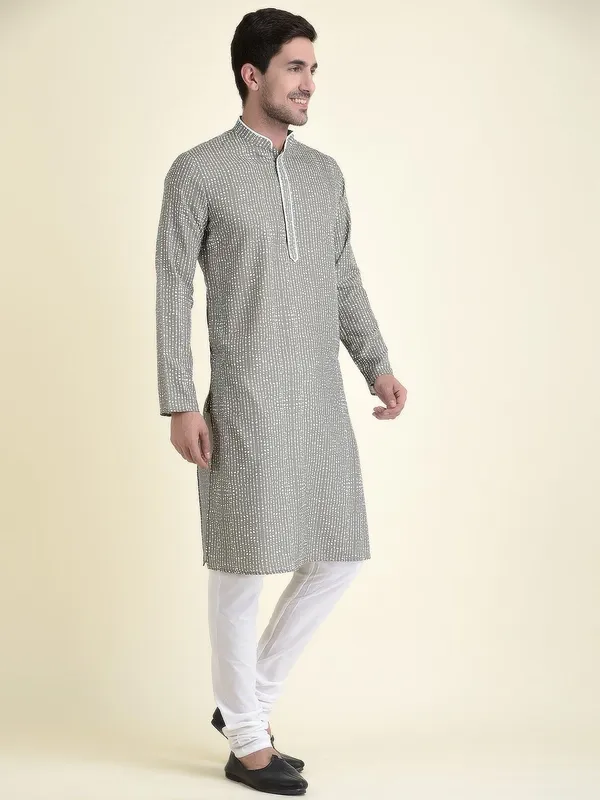 Tabard_Men_Printed_Straight_Kurta_(Green)