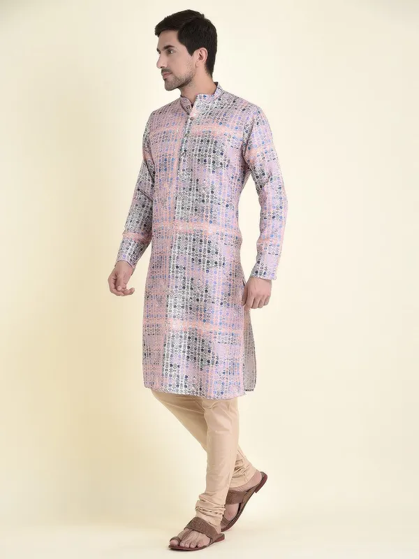 Tabard_Men_Printed_Straight_Kurta_(Pink)