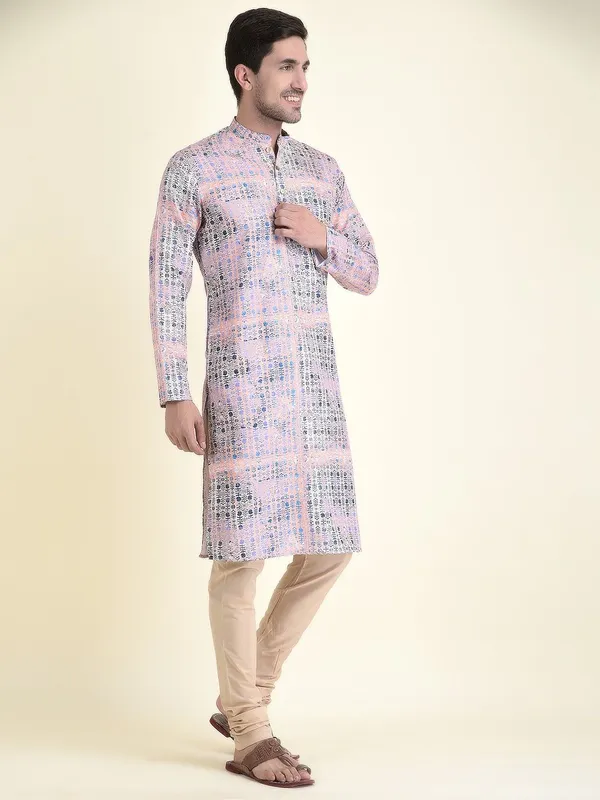 Tabard_Men_Printed_Straight_Kurta_(Pink)