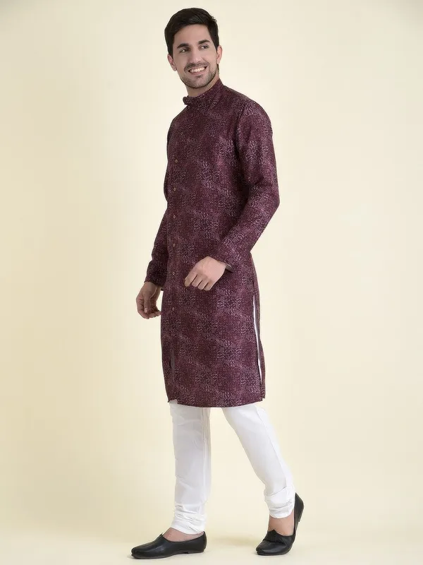 Tabard_Men_Printed_Straight_Kurta_(Purple)