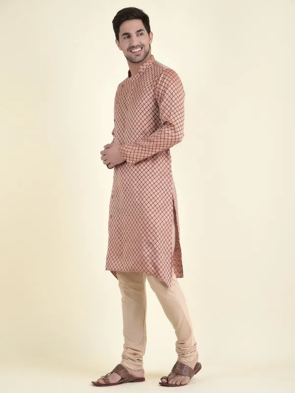 Tabard_Men_Self_Design_A-line_Kurta_(Red)