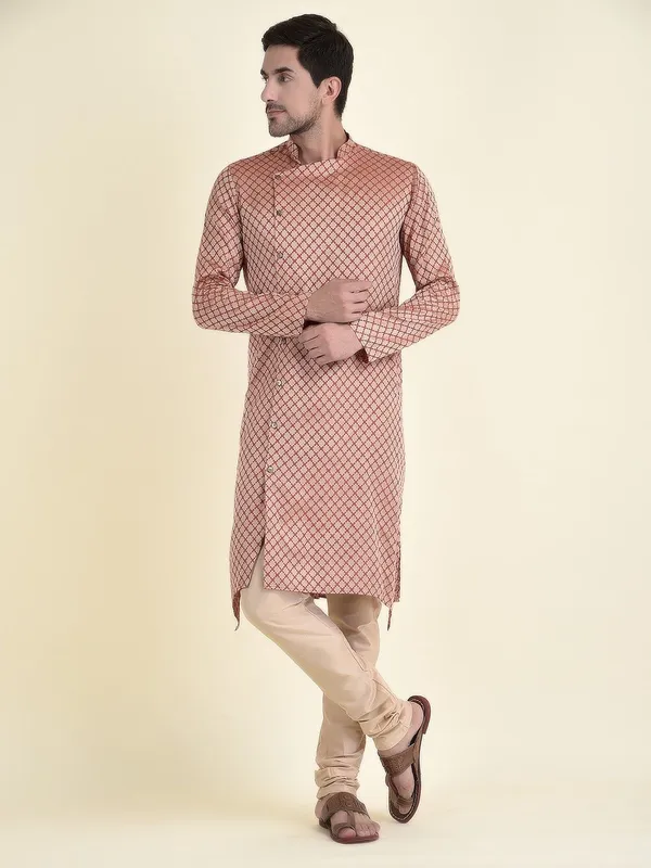 Tabard_Men_Self_Design_A-line_Kurta_(Red)