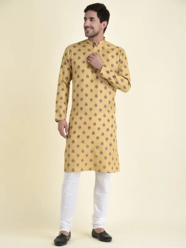 Tabard_Men_Printed_Straight_Kurta_(Beige)