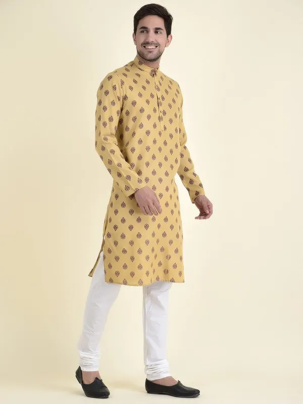 Tabard_Men_Printed_Straight_Kurta_(Beige)