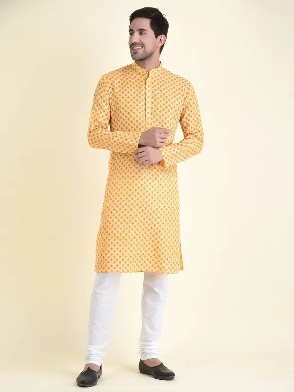 Tabard_Men_Printed_Straight_Kurta_(Yellow)