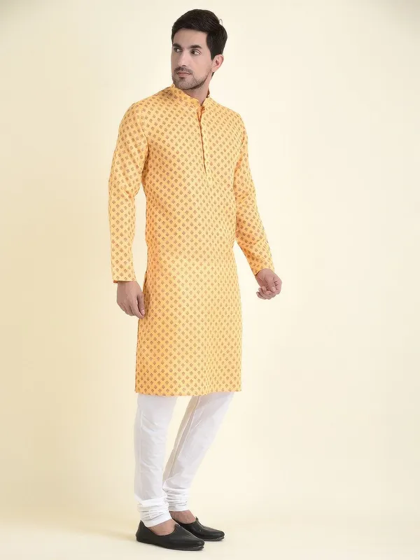 Tabard_Men_Printed_Straight_Kurta_(Yellow)