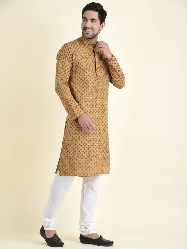 Tabard_Men_Printed_Straight_Kurta_(Beige)