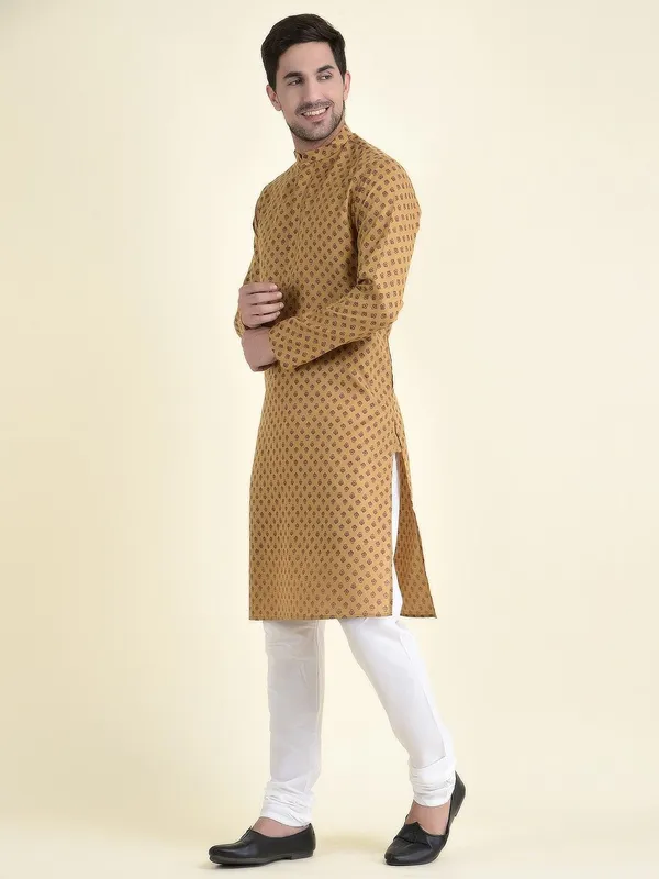 Tabard_Men_Printed_Straight_Kurta_(Beige)