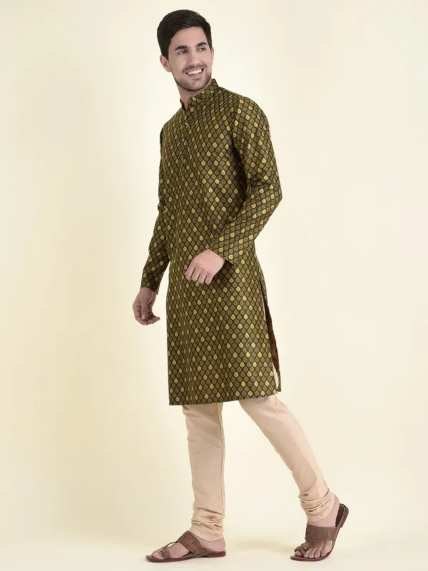 Tabard_Men_Printed_Straight_Kurta_(Green)
