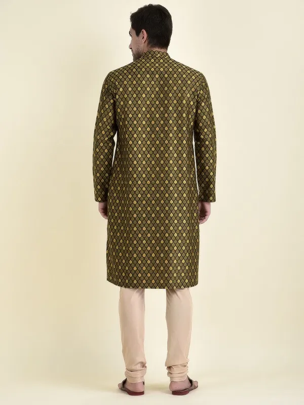 Tabard_Men_Printed_Straight_Kurta_(Green)