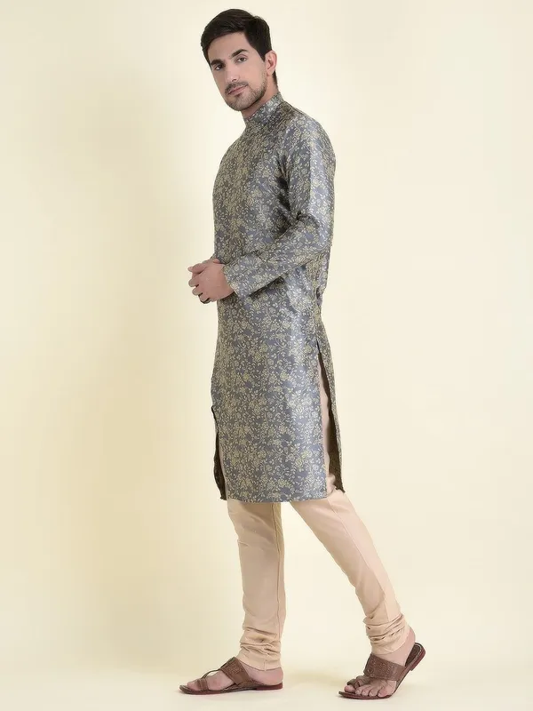 Tabard_Men_Printed_Straight_Kurta_(Grey)