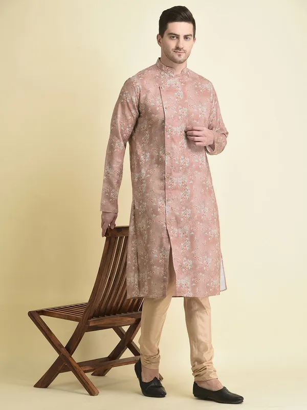 Tabard_Men_Printed_Asymmetric_Kurta_(Pink)