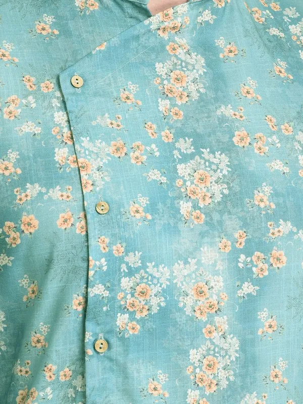 Tabard_Men_Printed_Asymmetric_Kurta_(Blue)