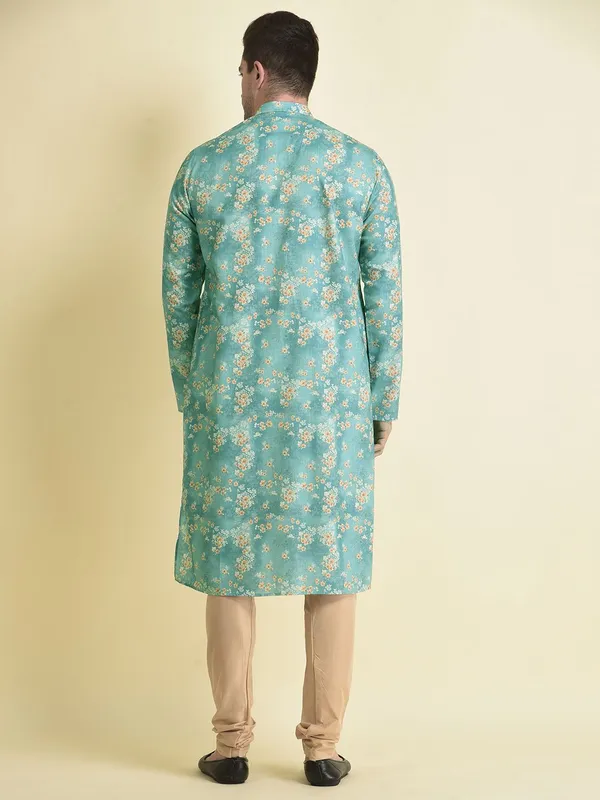 Tabard_Men_Printed_Asymmetric_Kurta_(Blue)