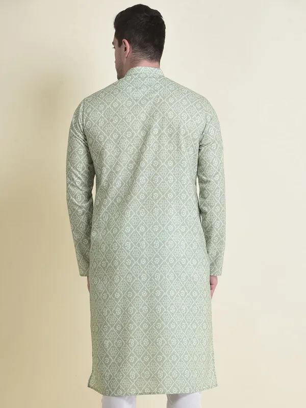 Tabard_Men_Printed_Frontslit_Kurta_(Green)