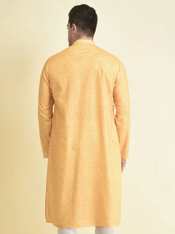 Tabard_Men_Printed_Frontslit_Kurta_(Yellow)