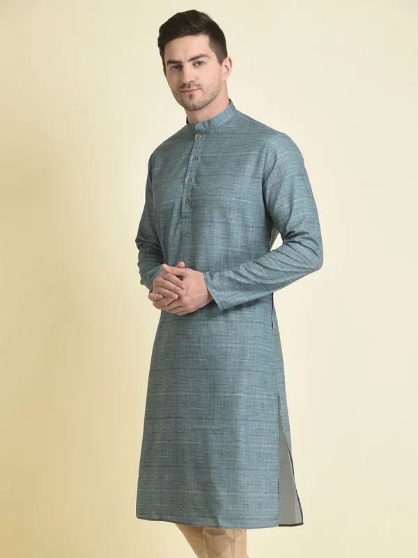 Tabard_Men_Self_Design_Straight_Kurta_(Blue)