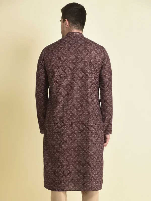 Tabard_Men_Printed_Straight_Kurta_(Brown)