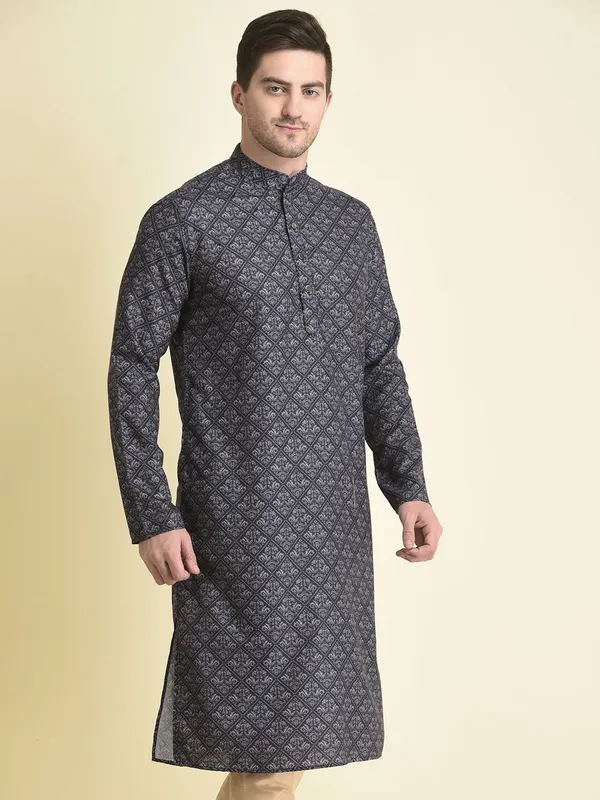 Tabard_Men_Printed_Straight_Kurta_(Blue)