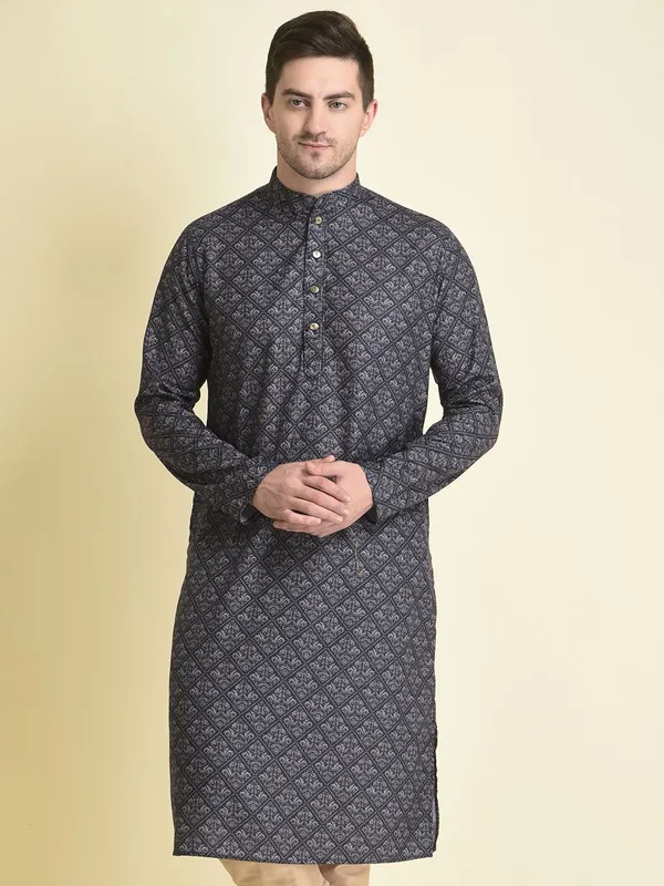Tabard_Men_Printed_Straight_Kurta_(Blue)