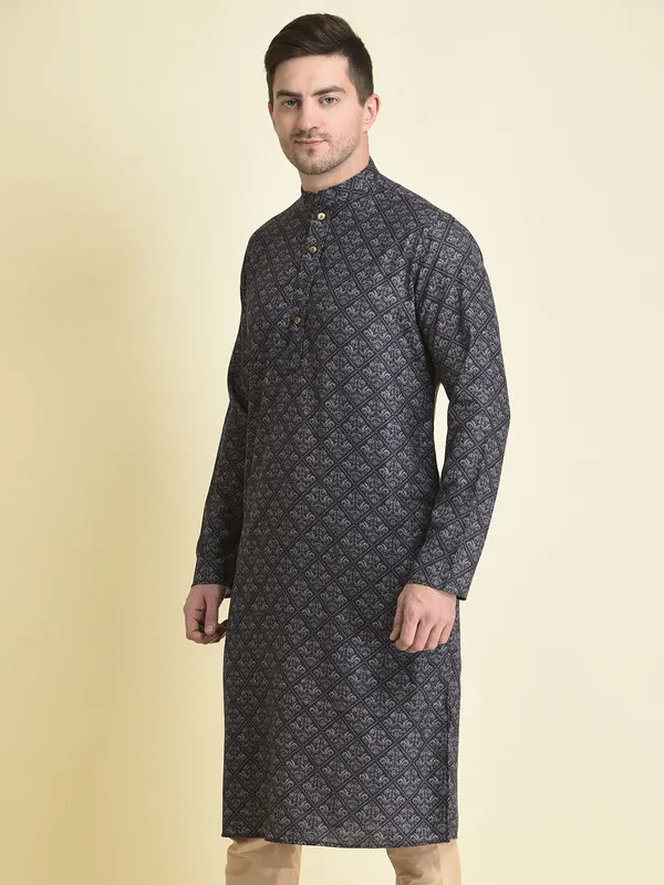 Tabard_Men_Printed_Straight_Kurta_(Blue)
