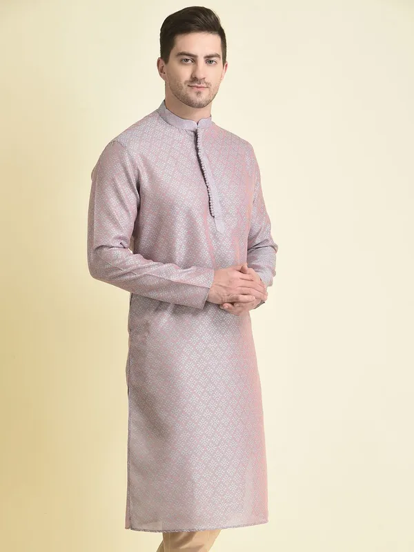Tabard_Men_Printed_Straight_Kurta_(Pink)