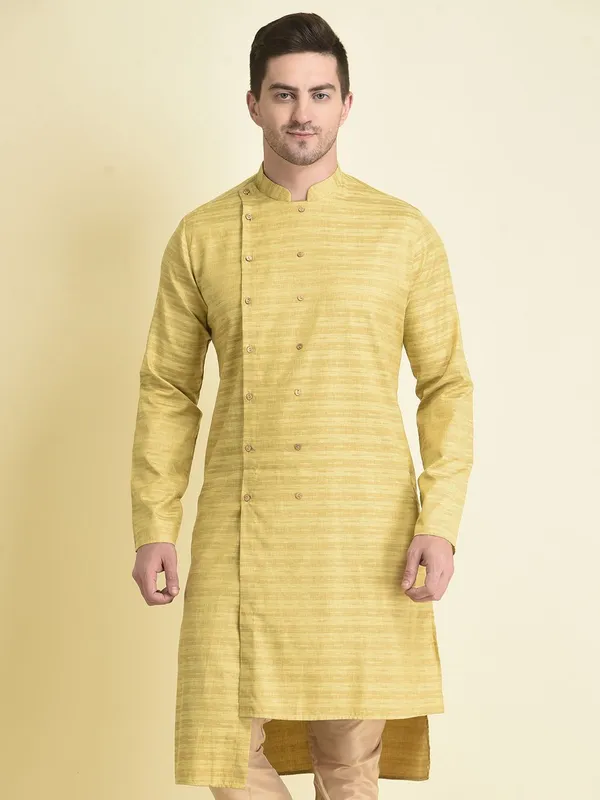 Tabard_Men_Printed_Asymmetric_Kurta_(Yellow)