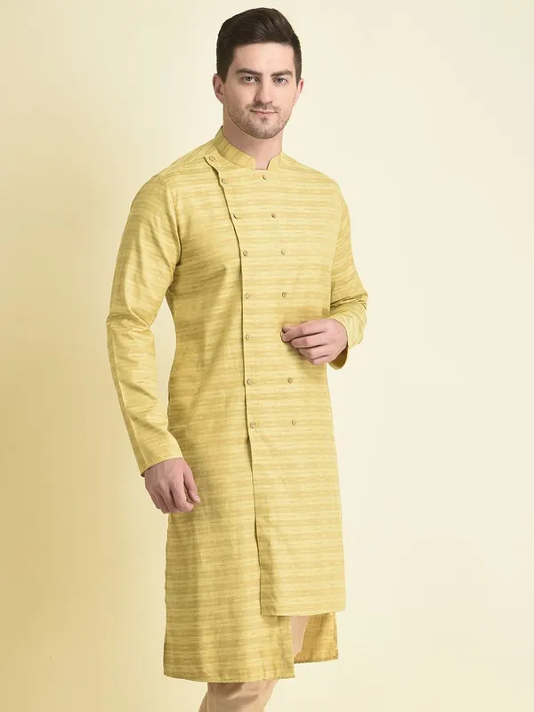 Tabard_Men_Printed_Asymmetric_Kurta_(Yellow)