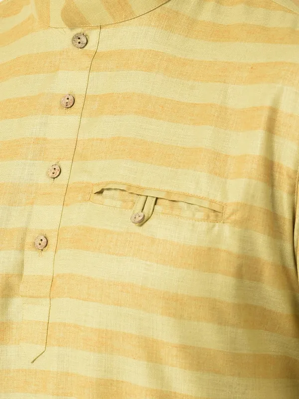 Tabard_Men_Striped_A-line_Kurta_(Yellow)