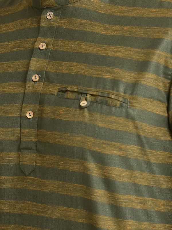 Tabard_Men_Striped_A-line_Kurta_(Green)