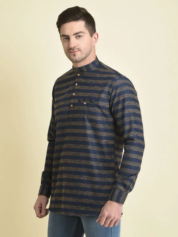 Tabard_Men_Striped_A-line_Kurta_(Blue)