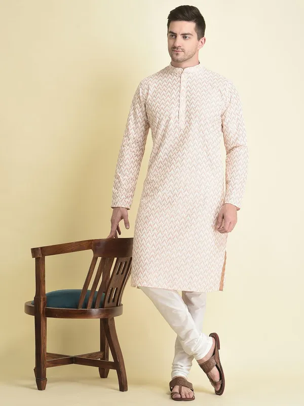 Tabard_Men_Chikan_Embroidery_Straight_Kurta_(Pink)