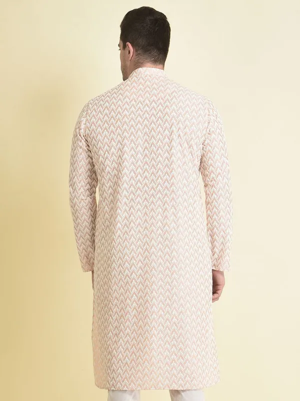 Tabard_Men_Chikan_Embroidery_Straight_Kurta_(Pink)