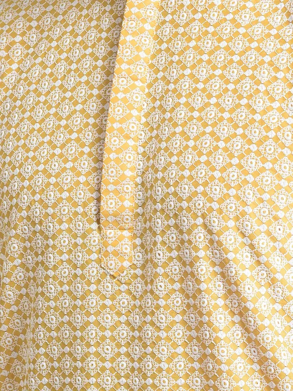 Tabard_Men_Chikan_Embroidery_Straight_Kurta_(Yellow)