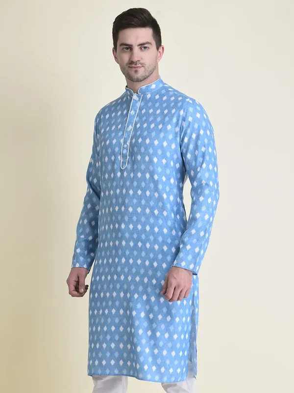 Tabard_Men_Printed_Straight_Kurta_(Blue)