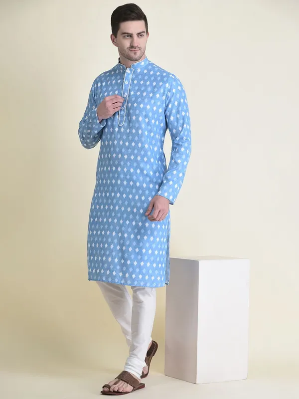 Tabard_Men_Printed_Straight_Kurta_(Blue)