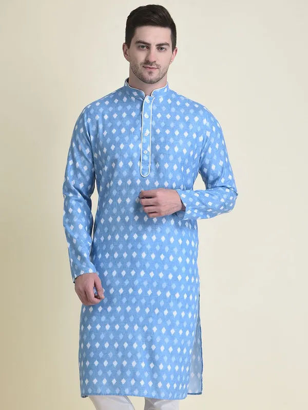 Tabard_Men_Printed_Straight_Kurta_(Blue)