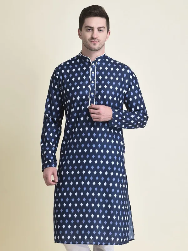 Tabard_Men_Printed_Straight_Kurta_(Blue)