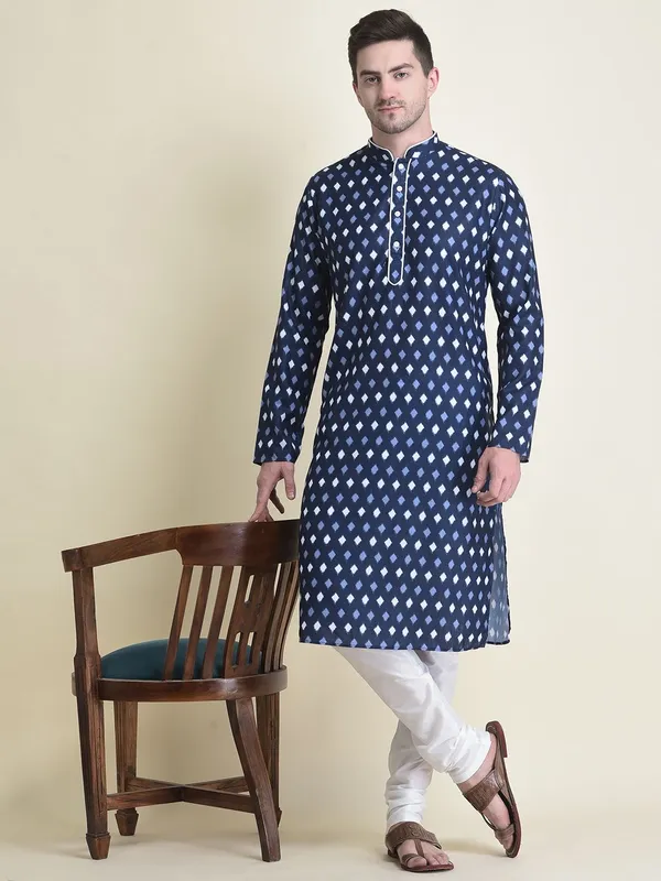 Tabard_Men_Printed_Straight_Kurta_(Blue)