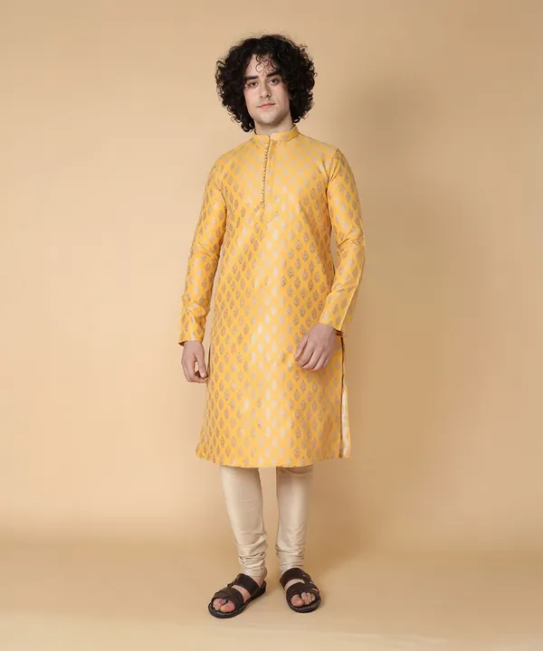 Tabard_Men_Printed_Straight_Kurta_(Yellow)