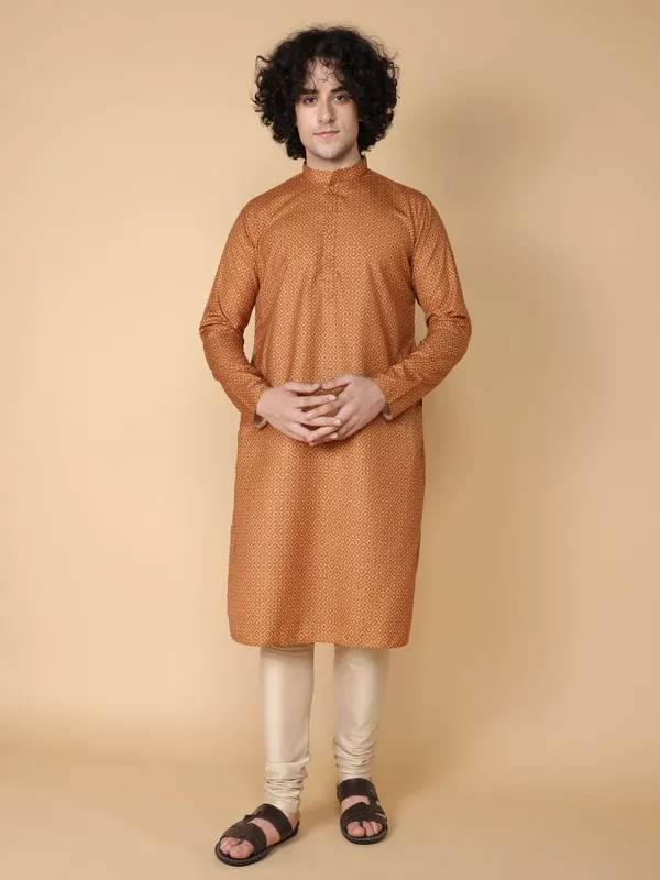 Tabard_Men_Printed_Straight_Kurta_(Brown)