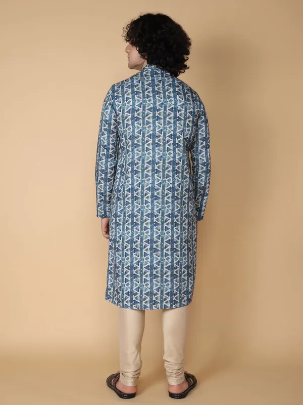 Tabard_Men_Printed_Straight_Kurta_(Blue,_White,_Green)