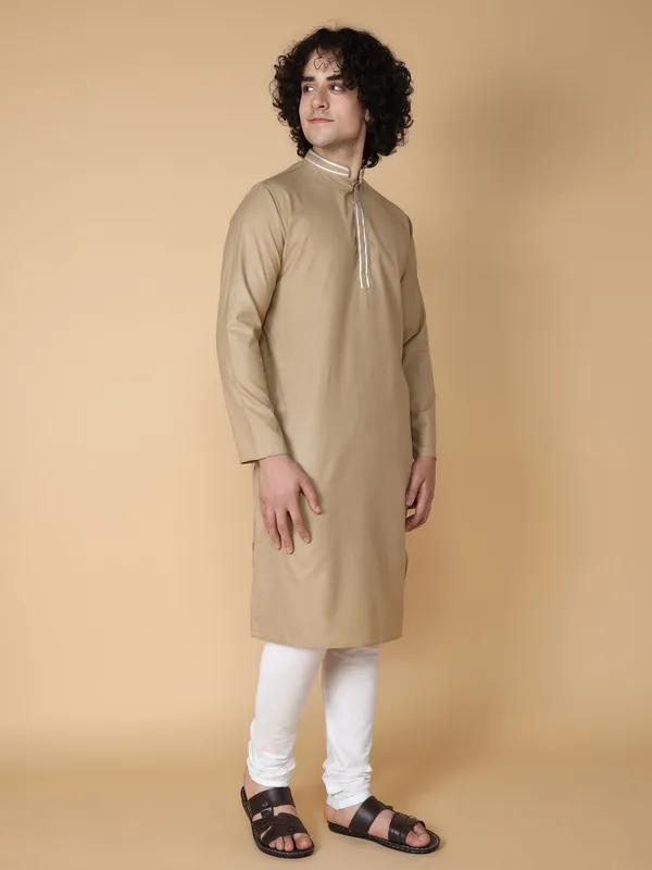 Tabard_Men_Solid_Straight_Kurta_(Beige)
